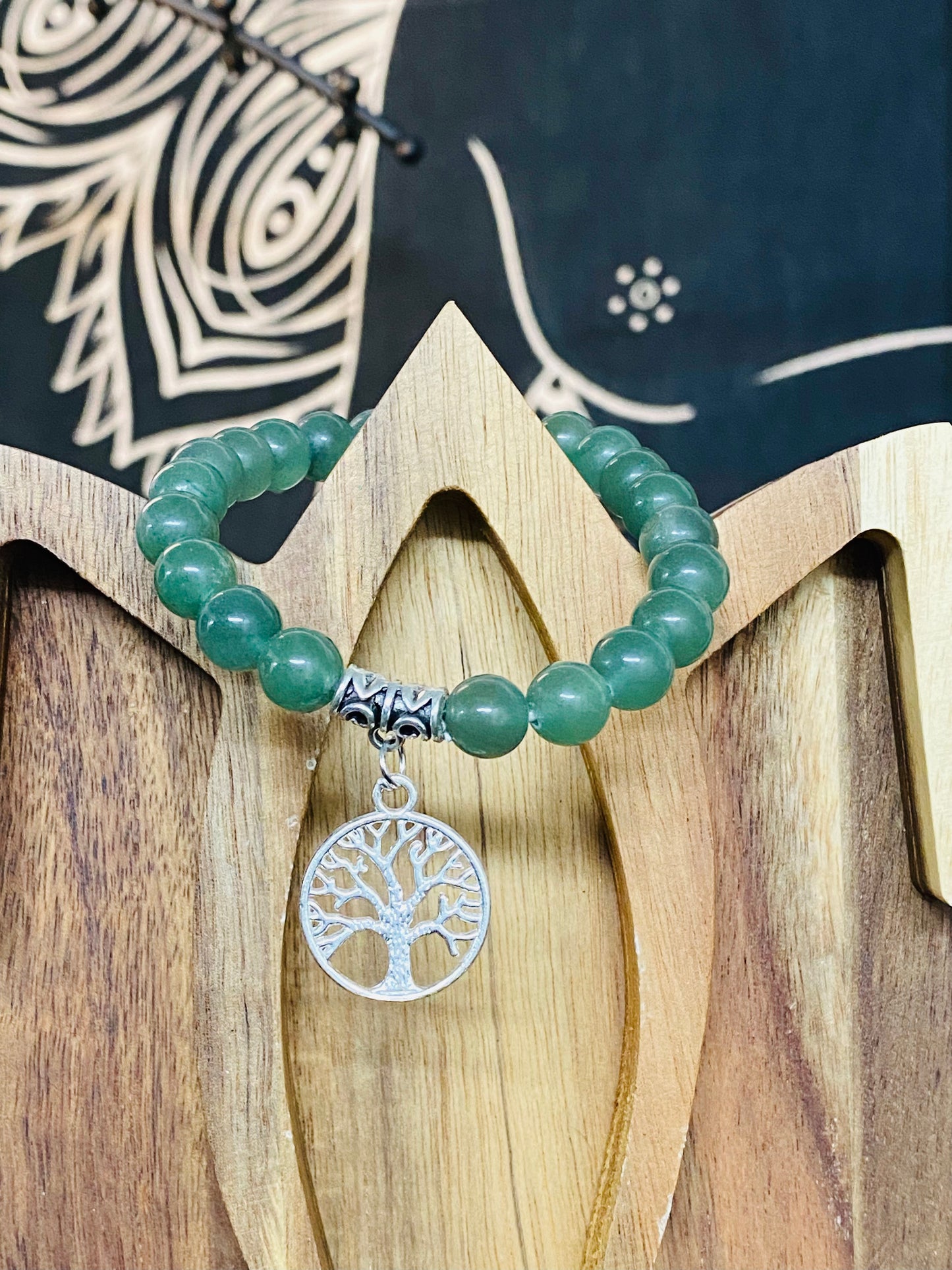 Green Aventurine Gemstone Bracelet With Tree Of Life Charm