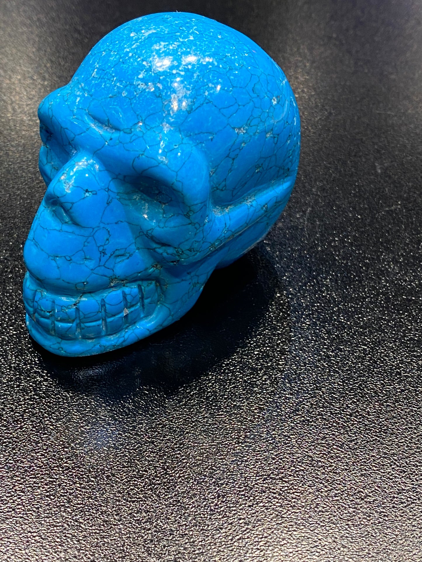 Polished Natural Hand Carved Blue Howlite Skull