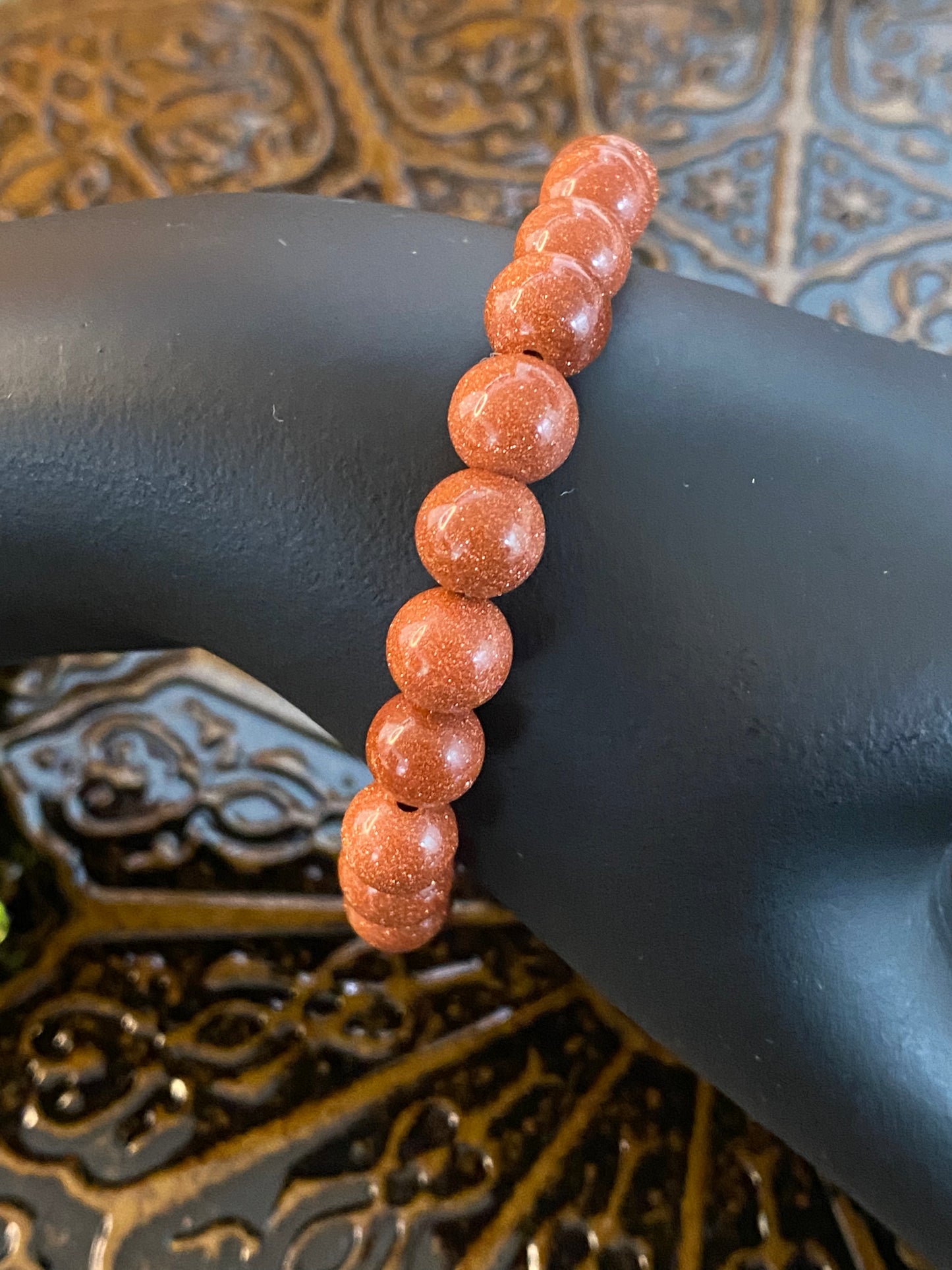 Red Goldstone Beaded Bracelet