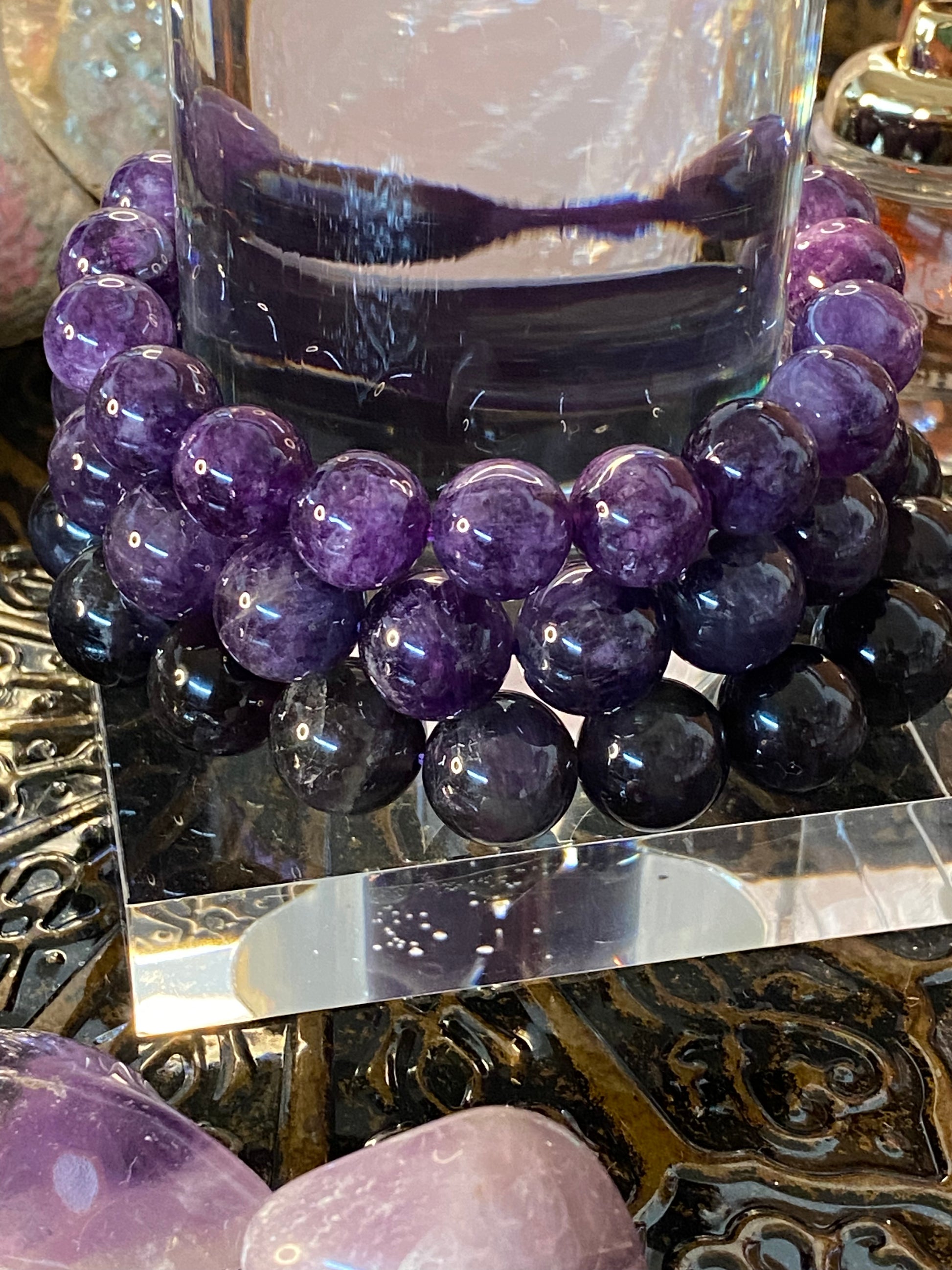 12mm Amethyst Gemstone Bracelet - Healing Lotus Shop