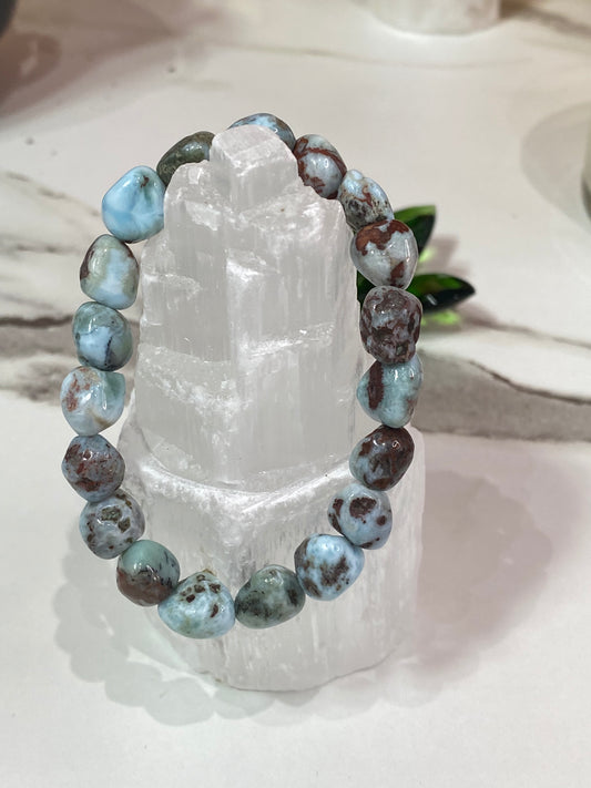 Larimar Free Form Beaded 8mm Bracelet