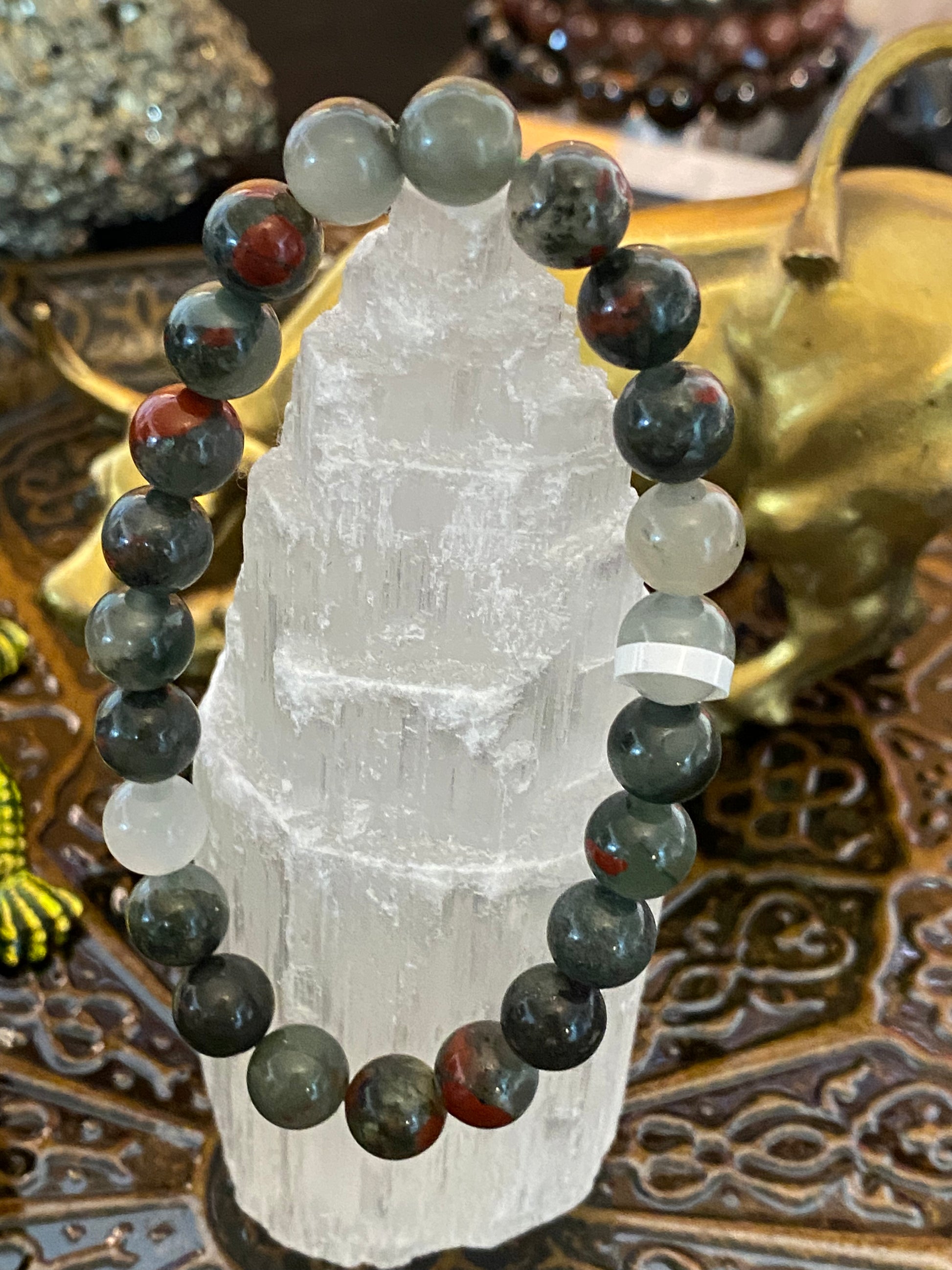 African Bloodstone Beaded String Bracelet - Healing Lotus Shop