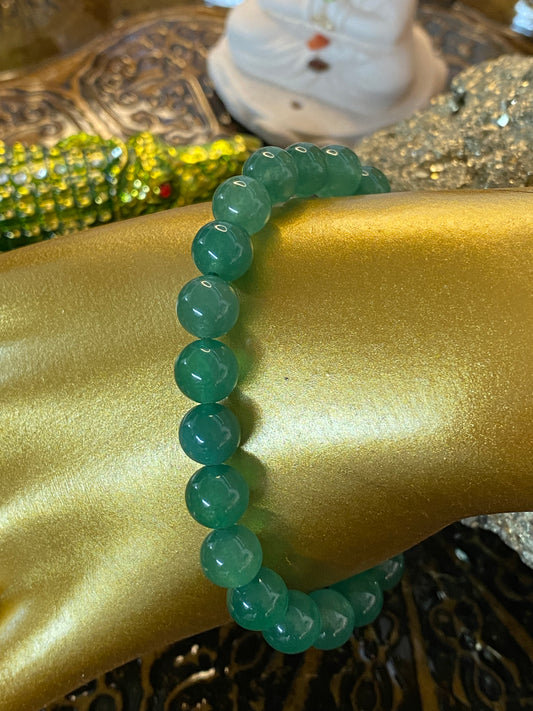 Green Jade Beaded String Bracelet 6mm