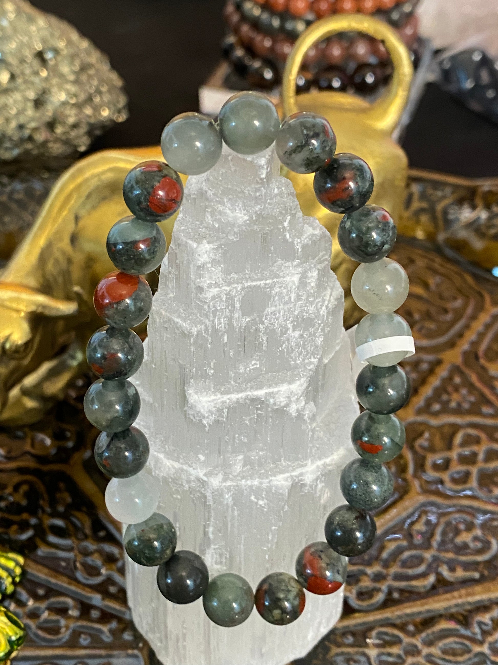 African Bloodstone Beaded String Bracelet - Healing Lotus Shop