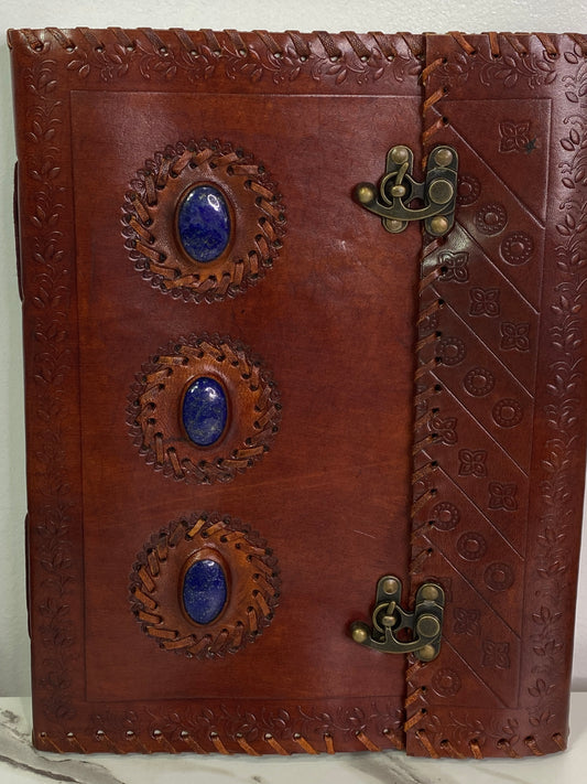 10" x 13" 3 Lapis Stone leather blank book w/ latch - Healing Lotus Shop