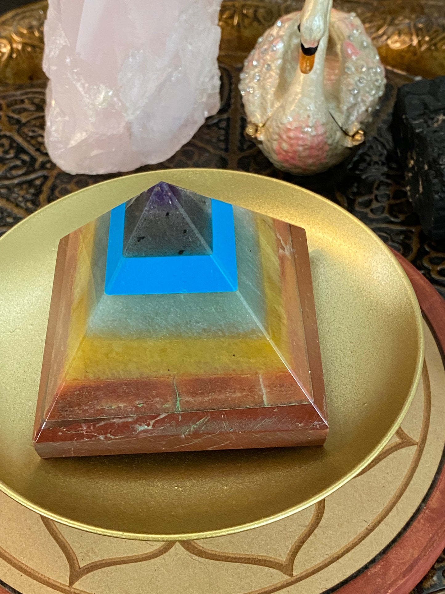 Seven Chakra Pyramid Solid Stone Slices