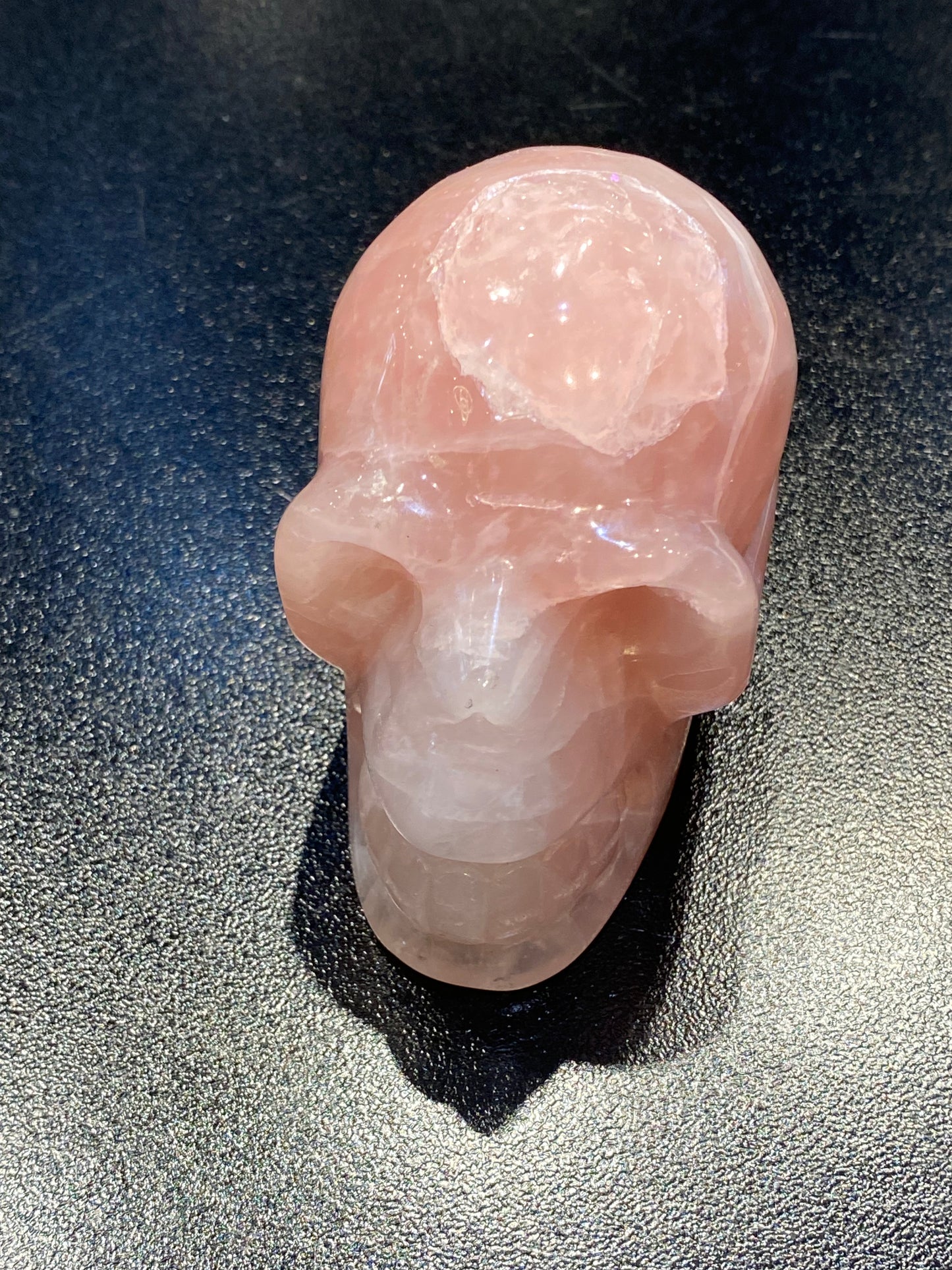 Polished Natural Hand Carved Rose Quartz Skull