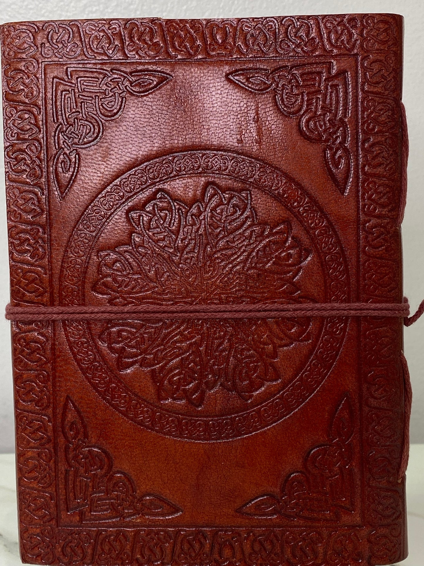 5" x 7" Celtic Mandala leather blank book w/cord - Healing Lotus Shop