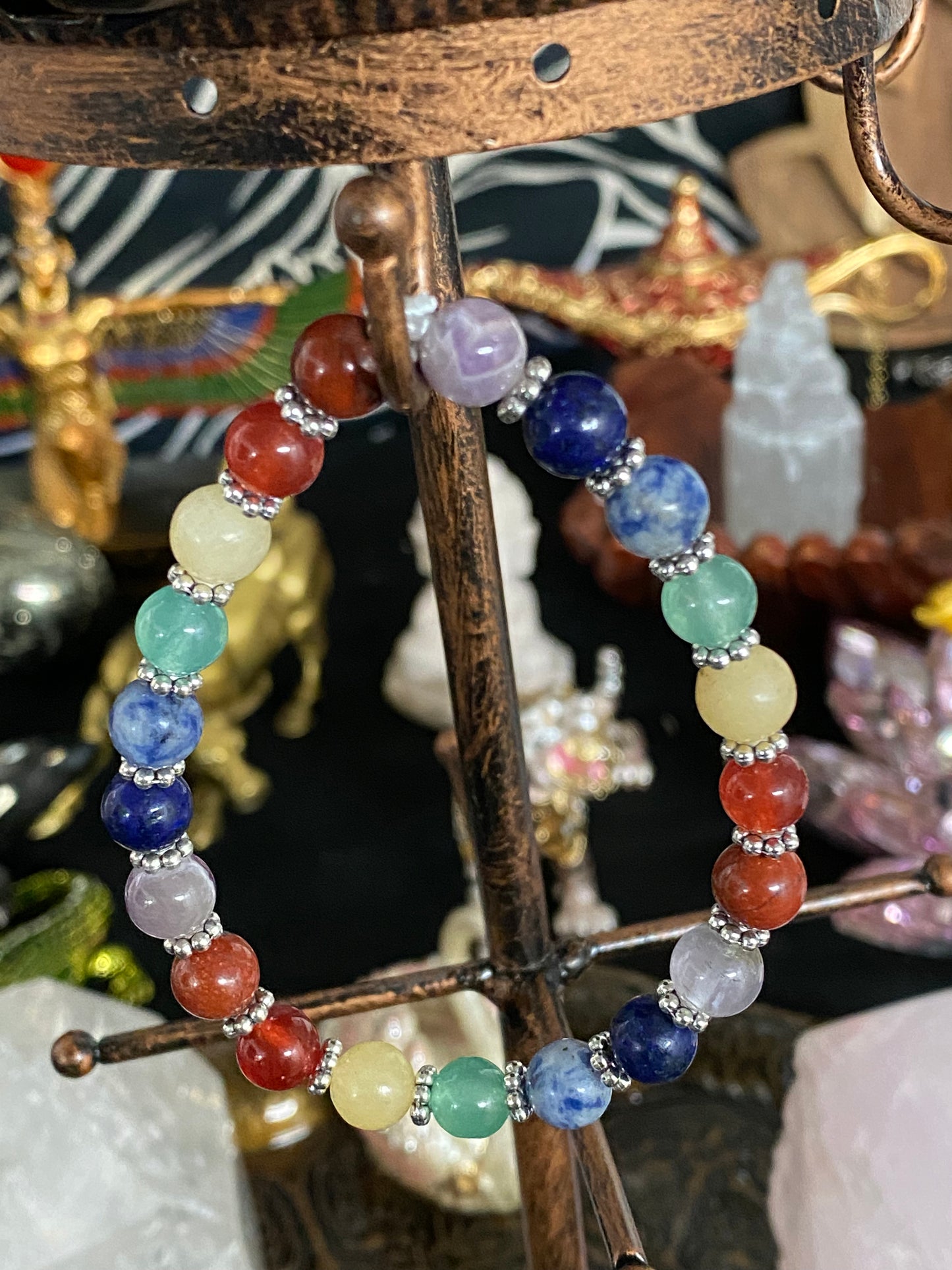 Multicolored Seven Chakra Gemstone Bracelet