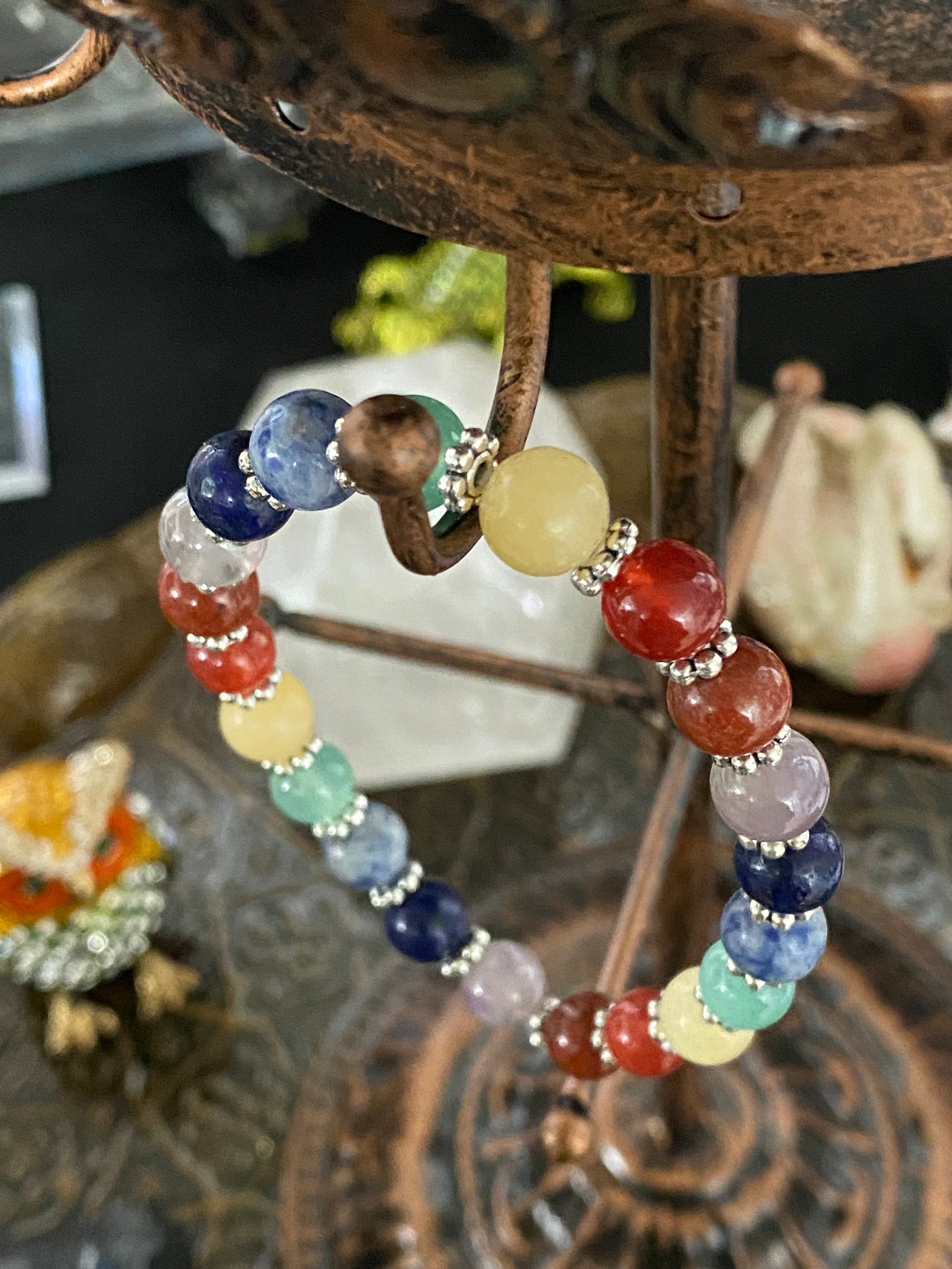 Multicolored Seven Chakra Gemstone Bracelet