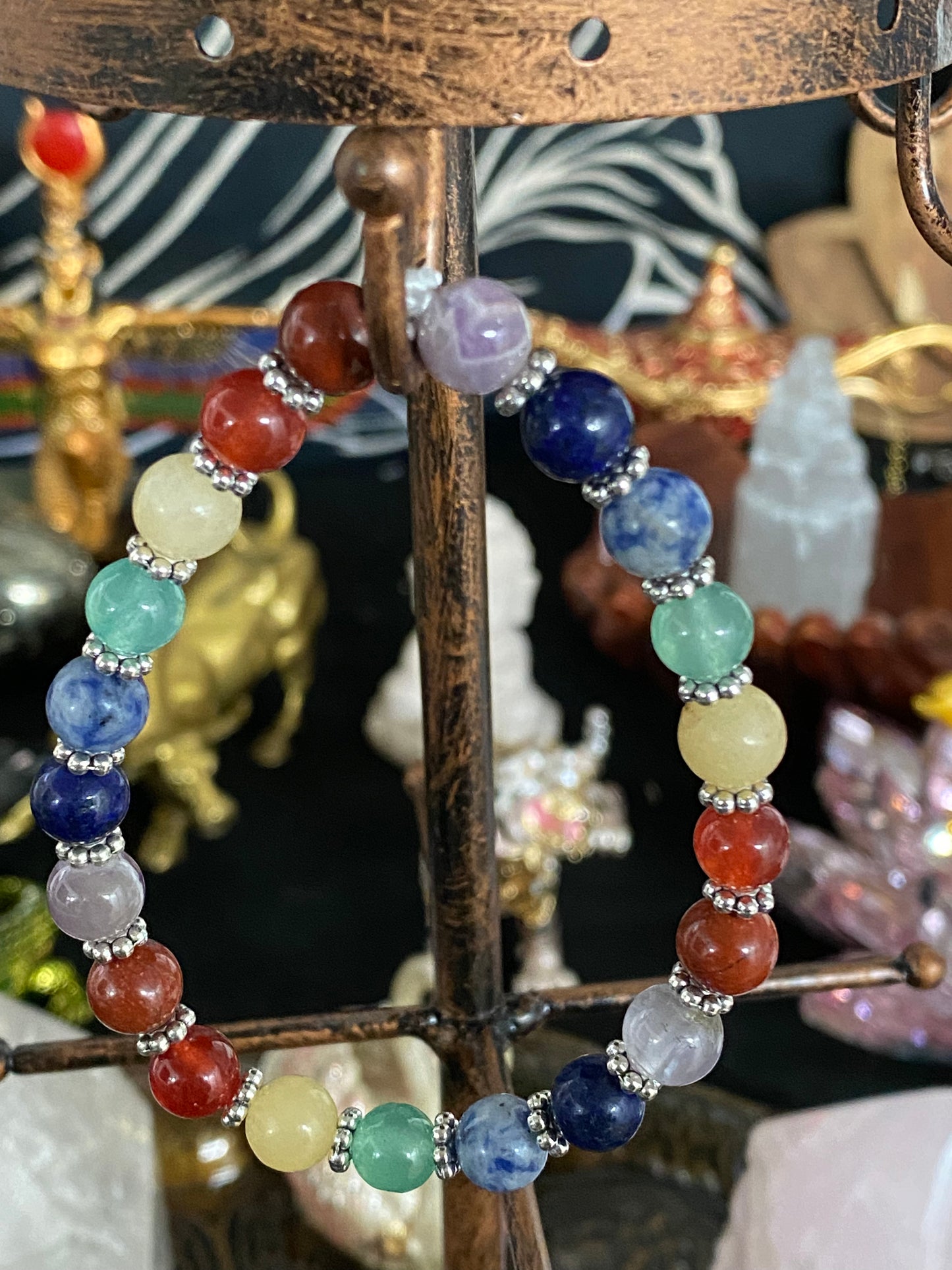 Multicolored Seven Chakra Gemstone Bracelet