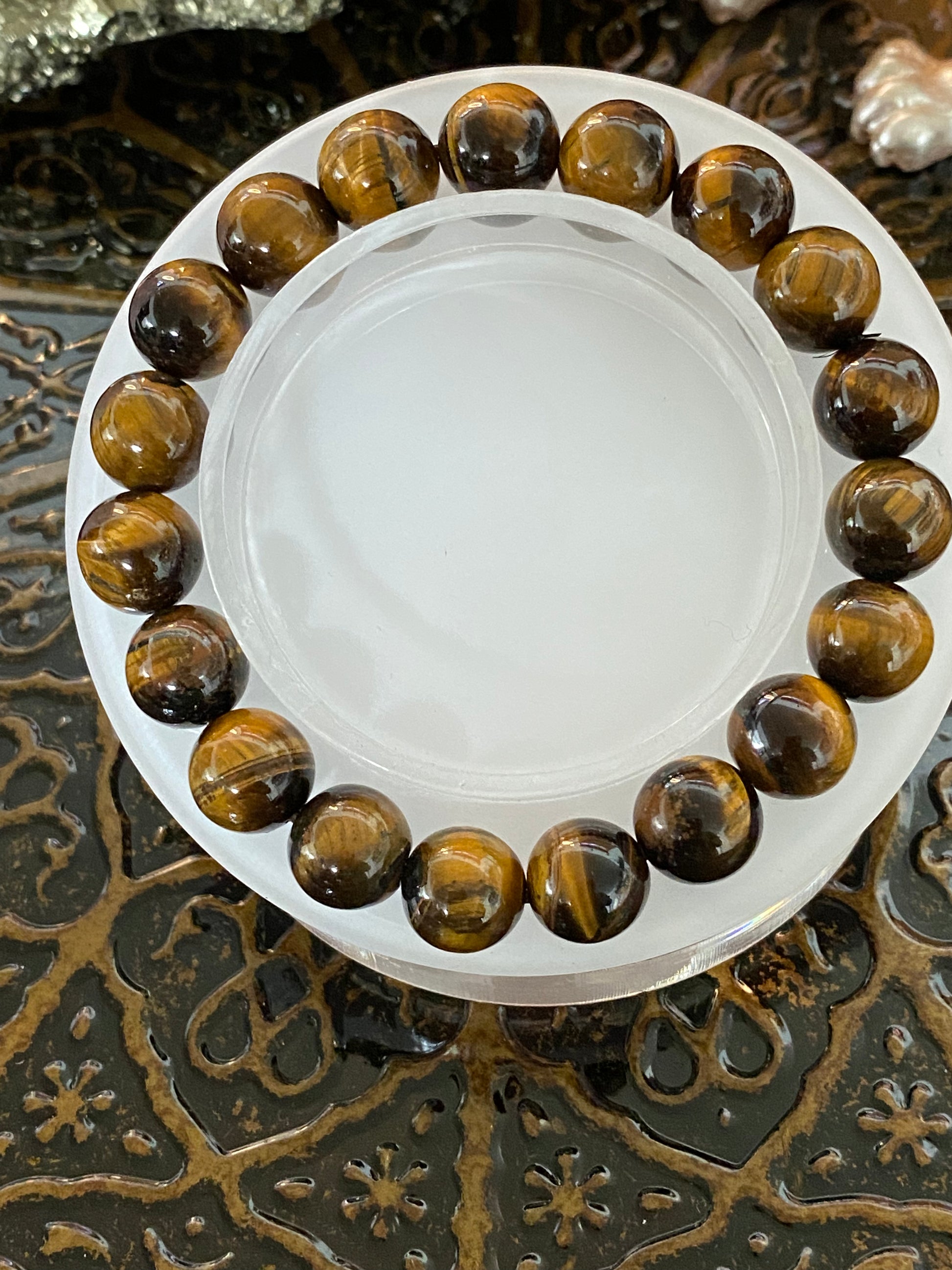 10mm Natural Tigers Eye Gemstone Beaded Bracelet - Healing Lotus Shop