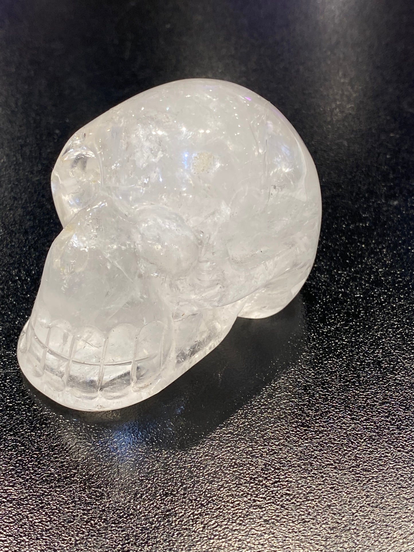 Polished Natural Hand Carved Clear Quartz Skull