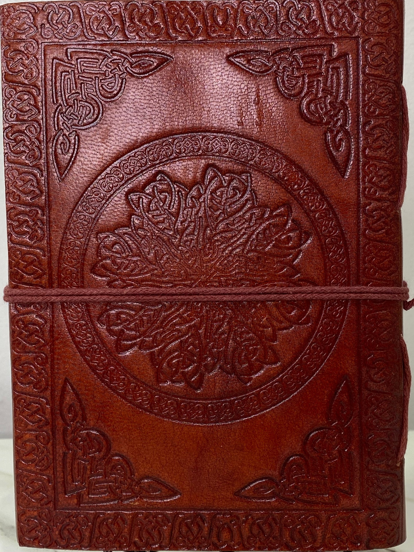 5" x 7" Celtic Mandala leather blank book w/cord - Healing Lotus Shop