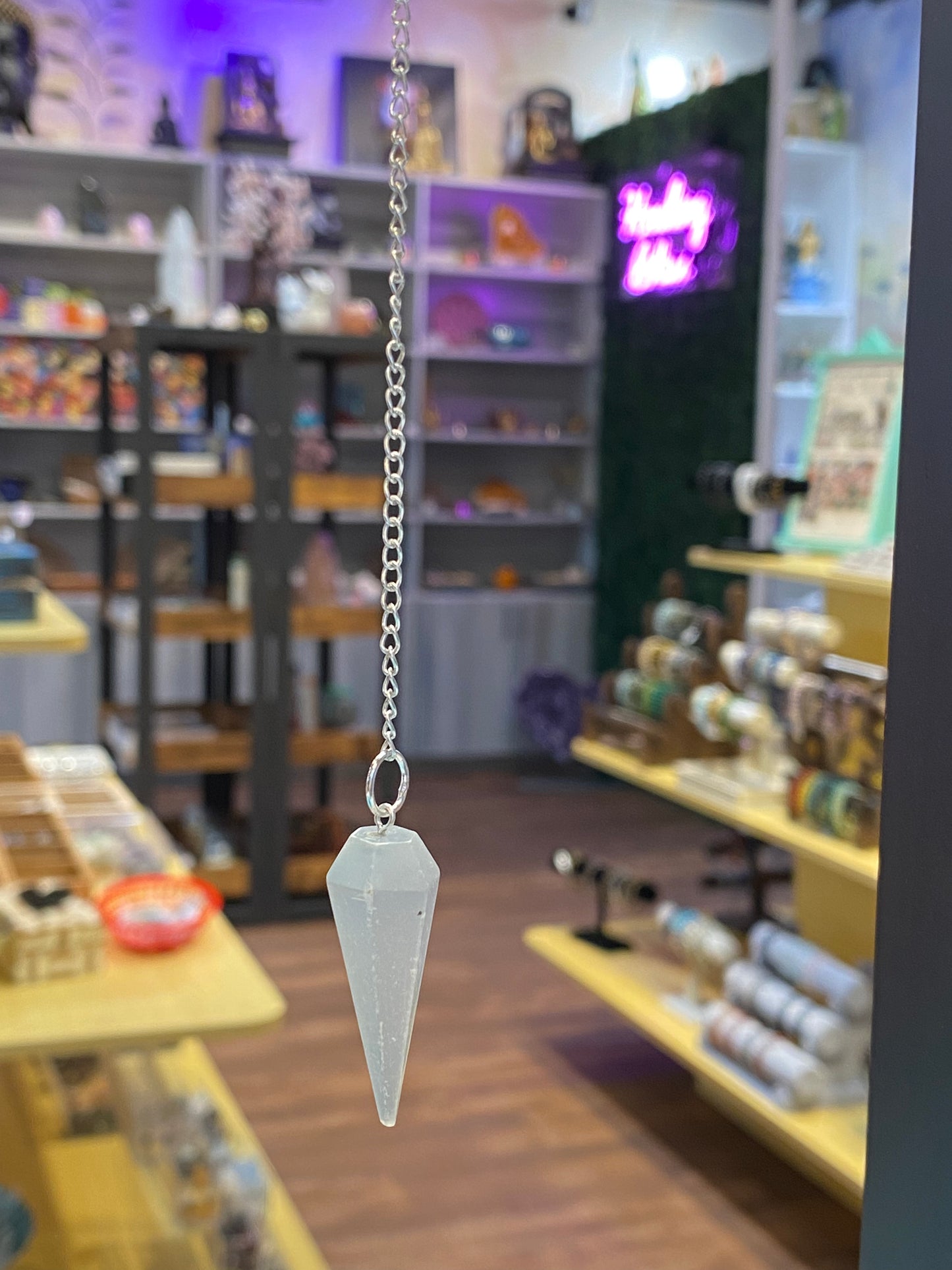 Selenite Point Pendulum