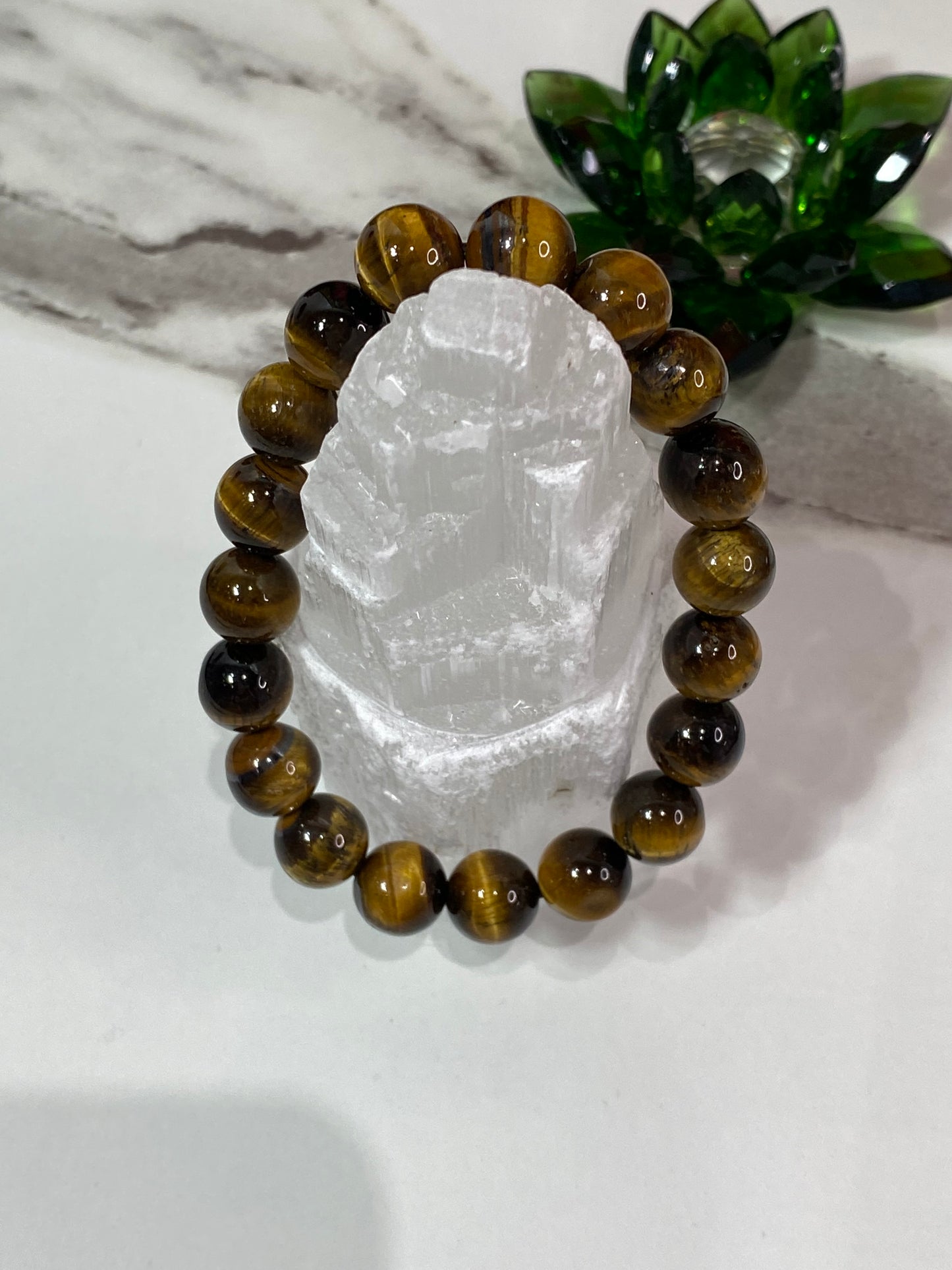 10mm Natural Tigers Eye Gemstone Beaded Bracelet - Healing Lotus Shop