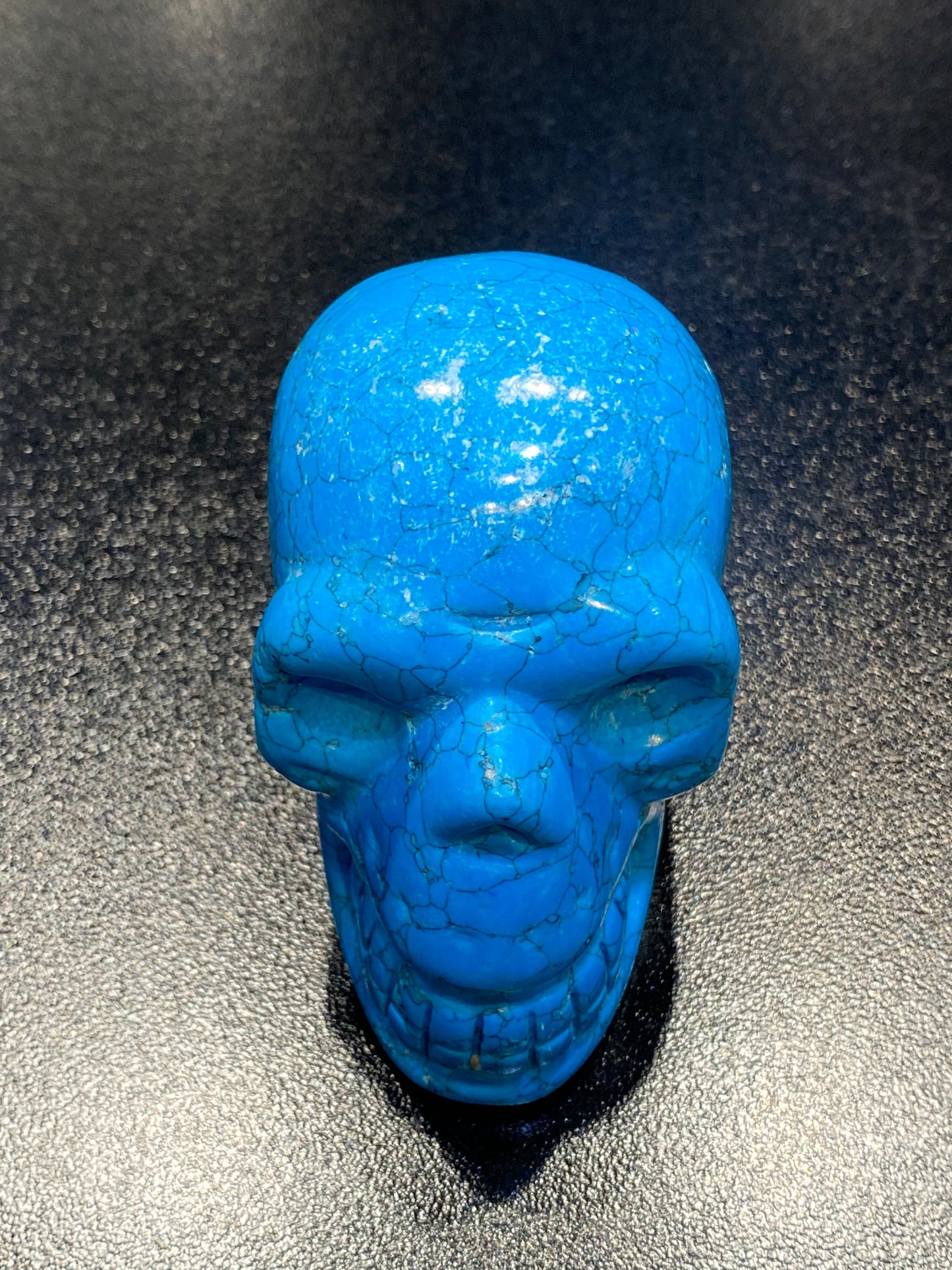 Polished Natural Hand Carved Blue Howlite Skull