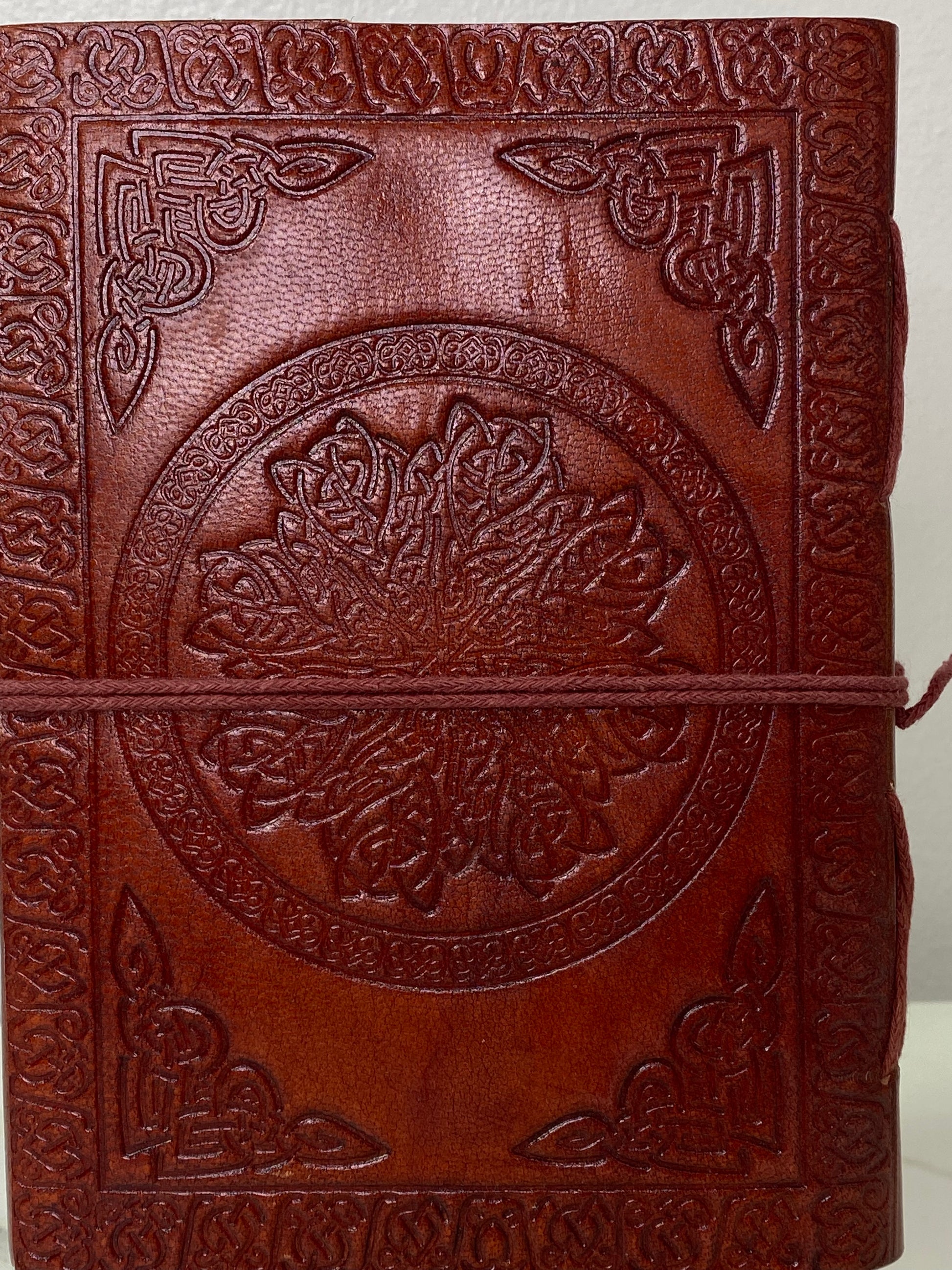5" x 7" Celtic Mandala leather blank book w/cord - Healing Lotus Shop