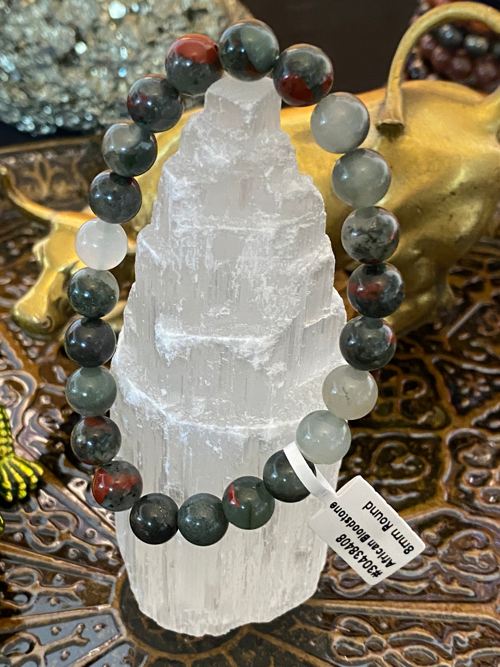 African Bloodstone Beaded String Bracelet - Healing Lotus Shop