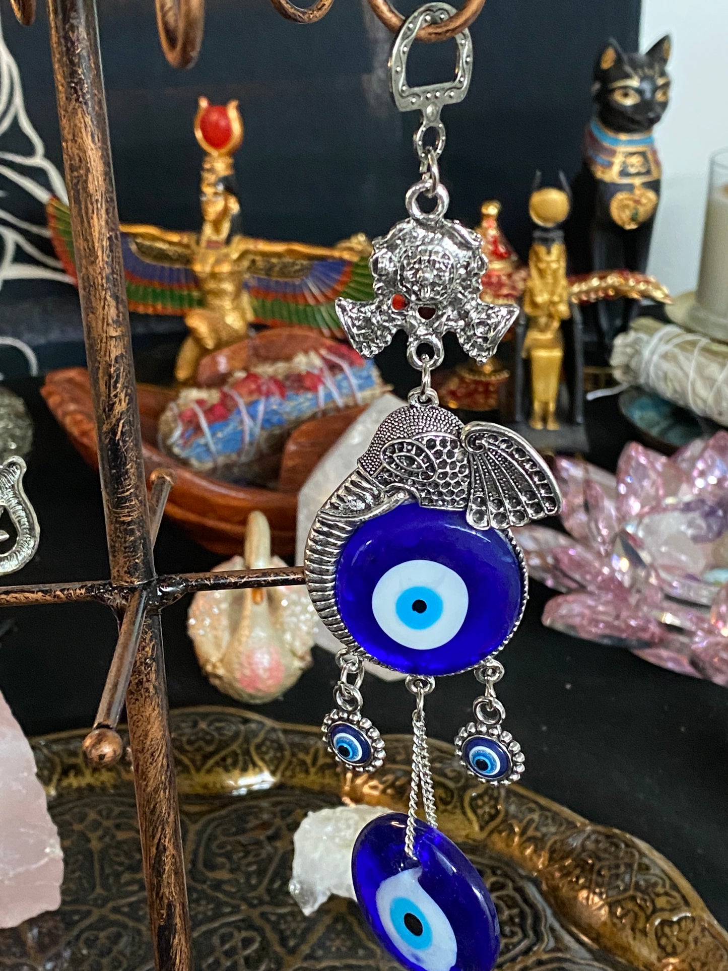 Elephant Bust with Two Evil Eye Medallion