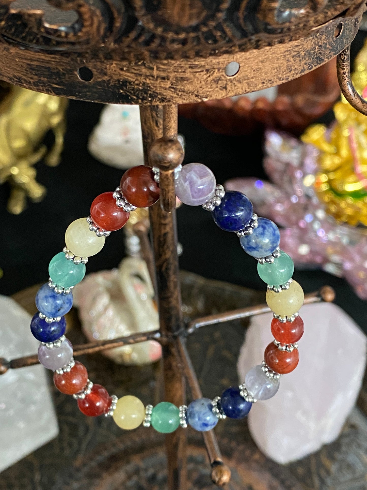 Multicolored Seven Chakra Gemstone Bracelet