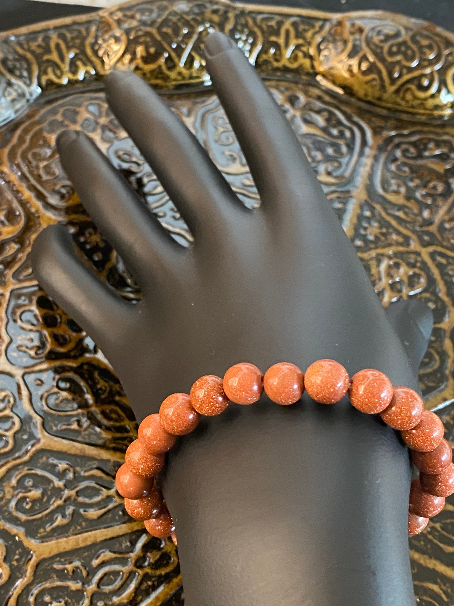 Red Goldstone Beaded Bracelet