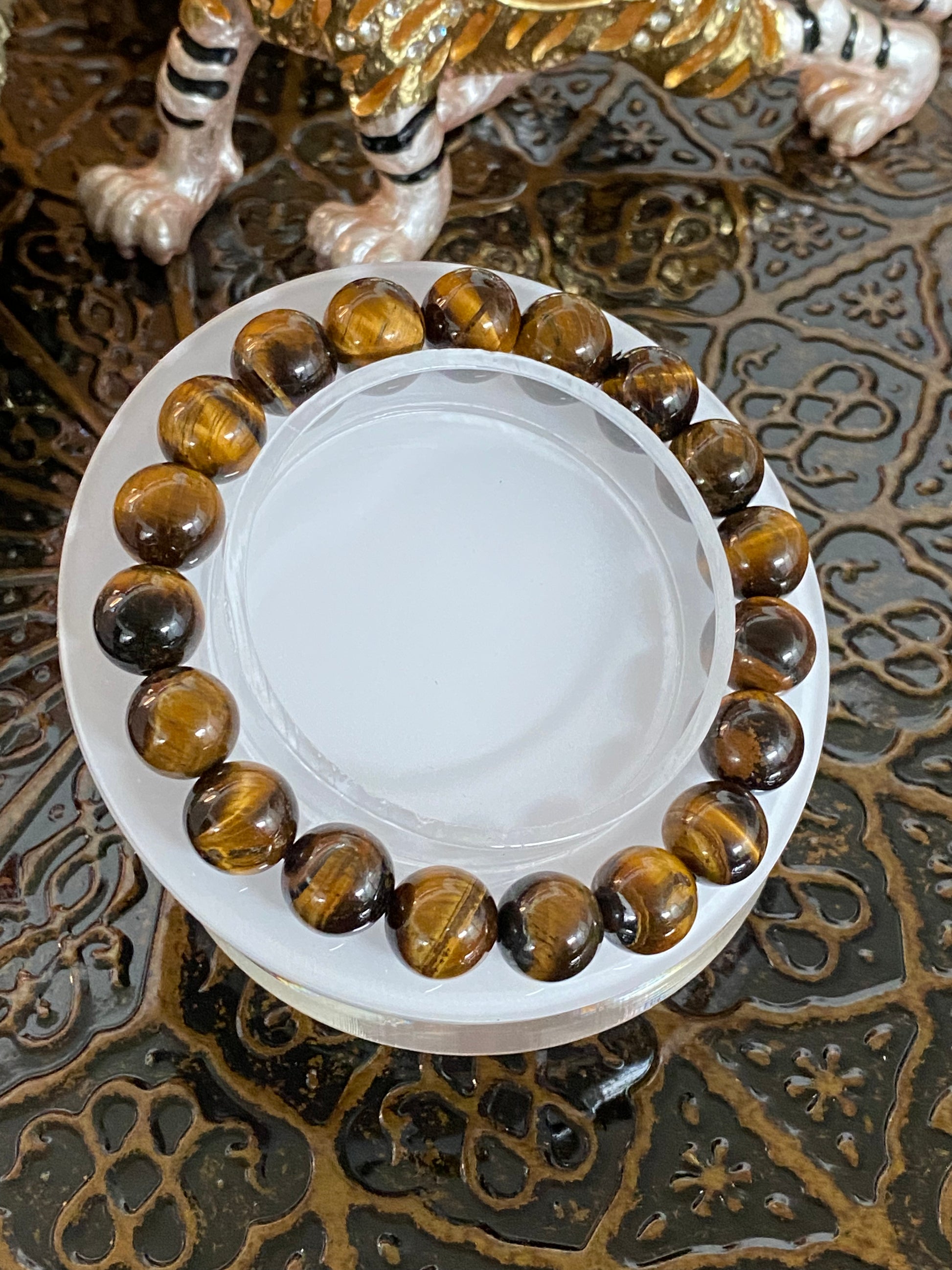 10mm Natural Tigers Eye Gemstone Beaded Bracelet - Healing Lotus Shop