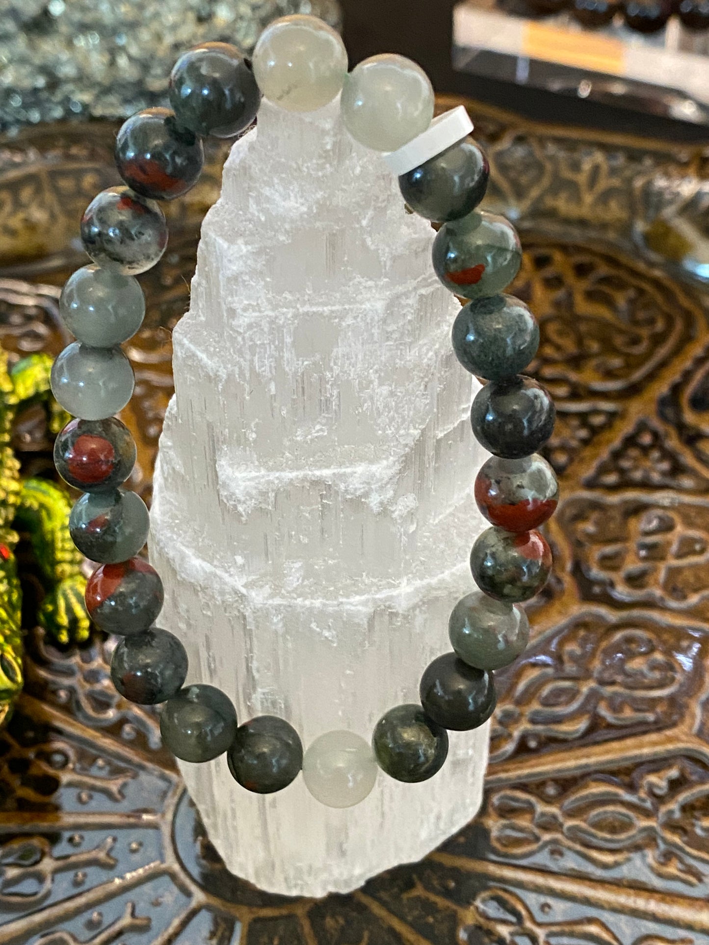 African Bloodstone Beaded String Bracelet - Healing Lotus Shop