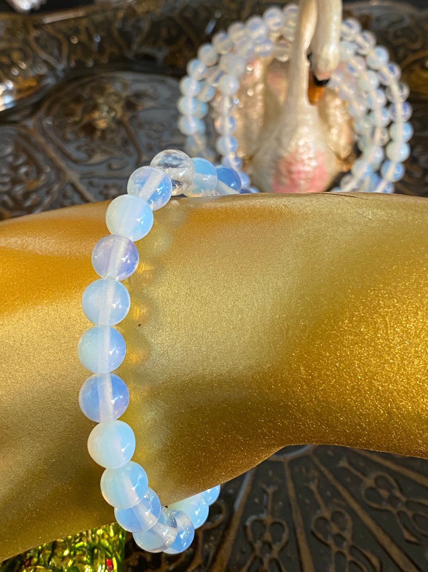 Opalite Round Beaded String Bracelet