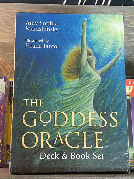 The Goddess Oracle Deck & Book Set packaging with divine feminine artwork.