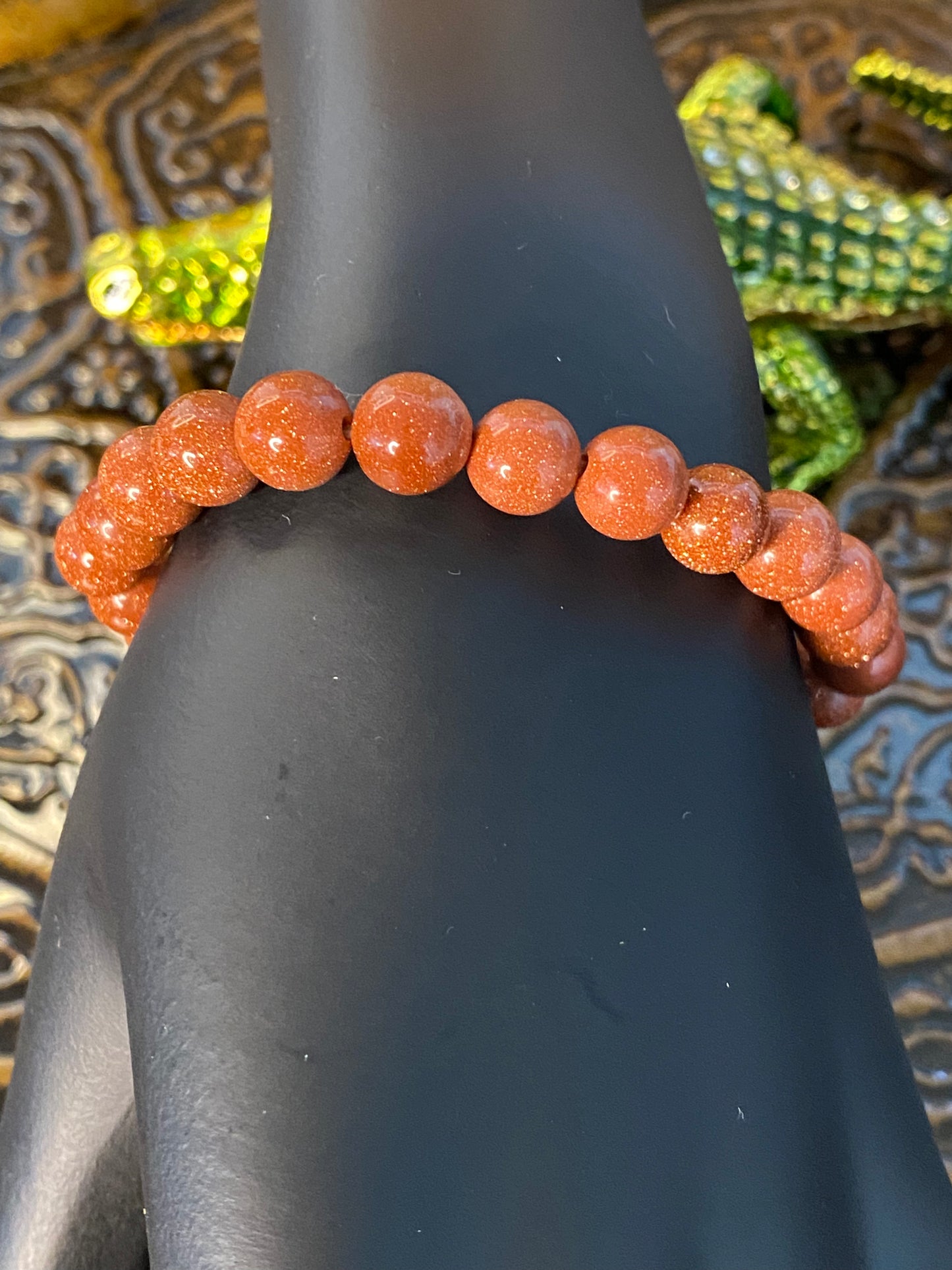 Red Goldstone Beaded Bracelet