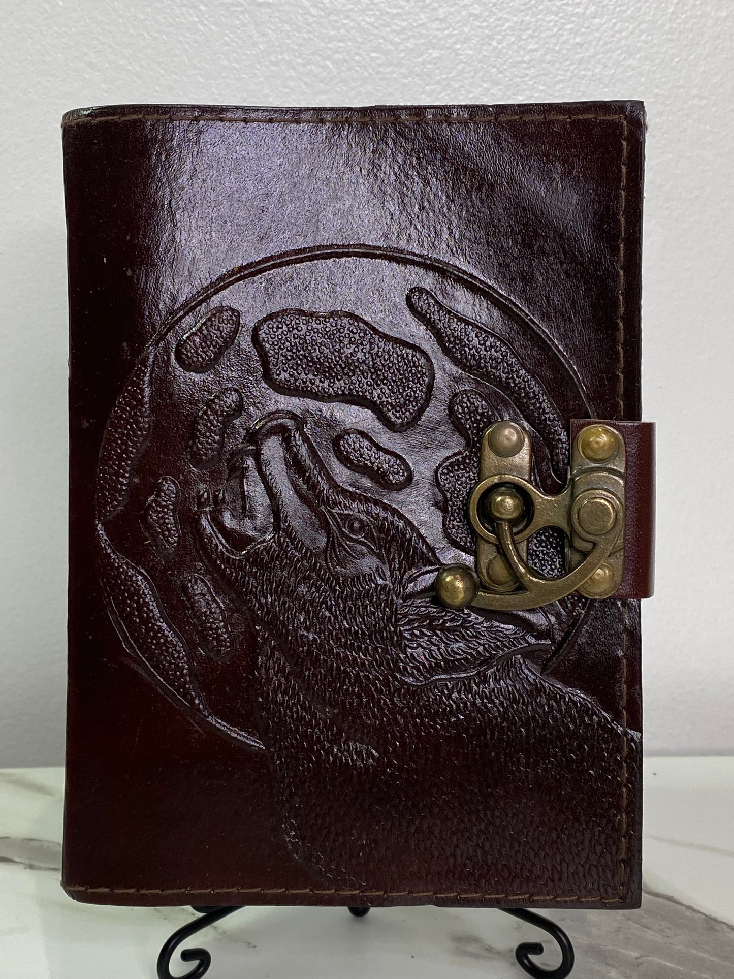 Wolf Moon leather blank book w/ latch