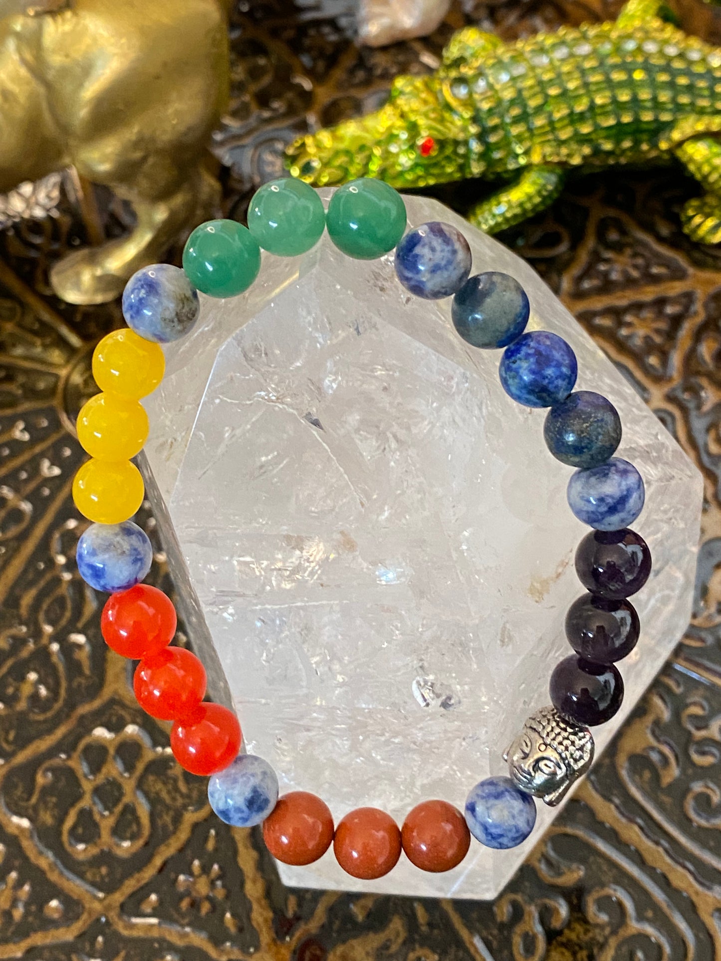 Chakra colors with Buddha charm beaded String Bracelet