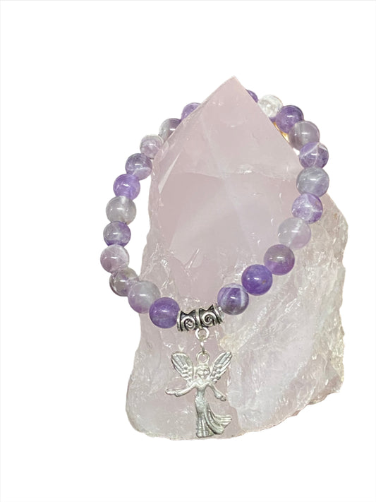 Amethyst Angel Charm Gemsone Bracelet - Healing Lotus Shop