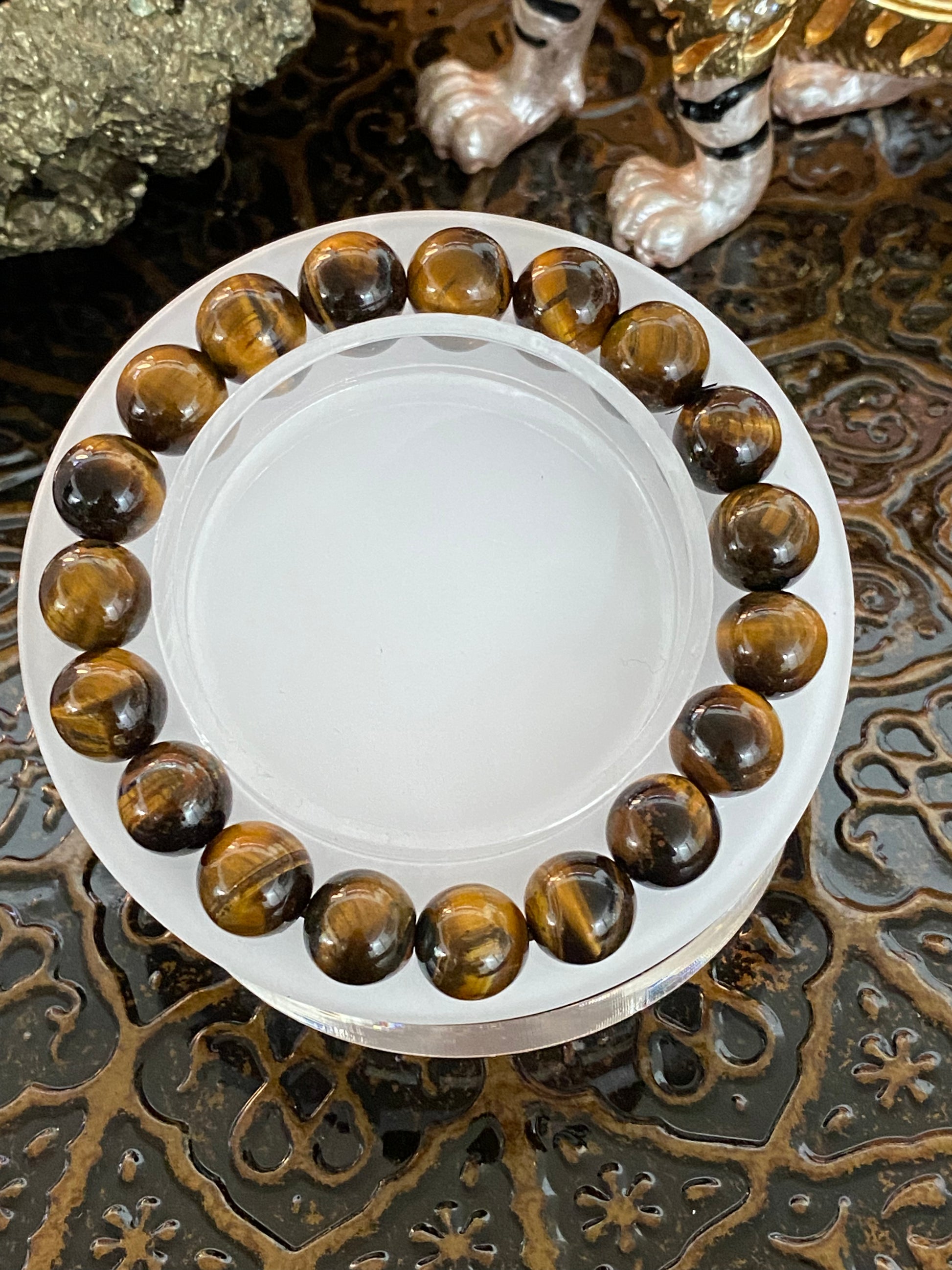 10mm Natural Tigers Eye Gemstone Beaded Bracelet - Healing Lotus Shop