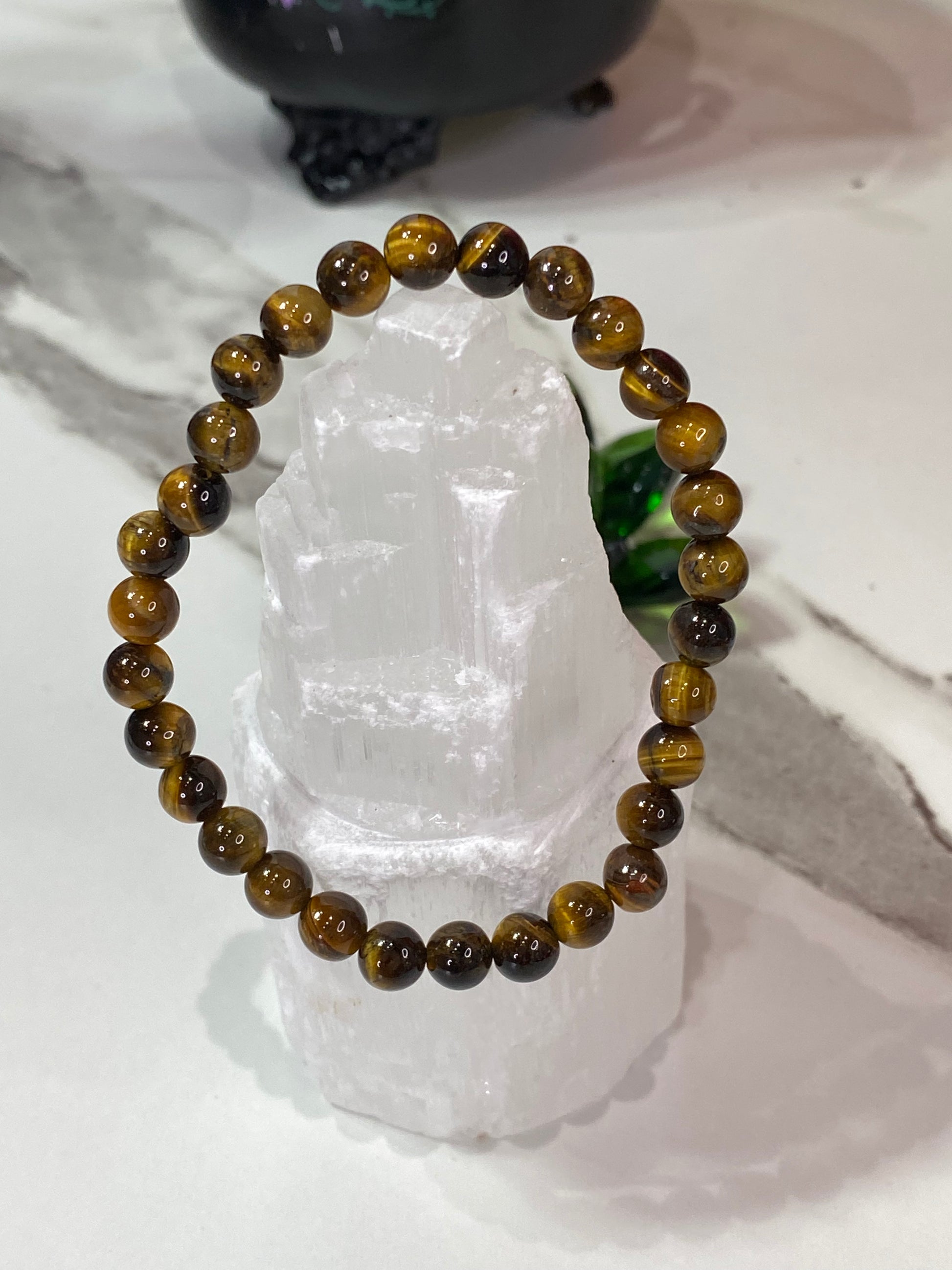 6mm Natural Tiger's Eye Free-Form Bead 6mm Bracelet - Healing Lotus Shop