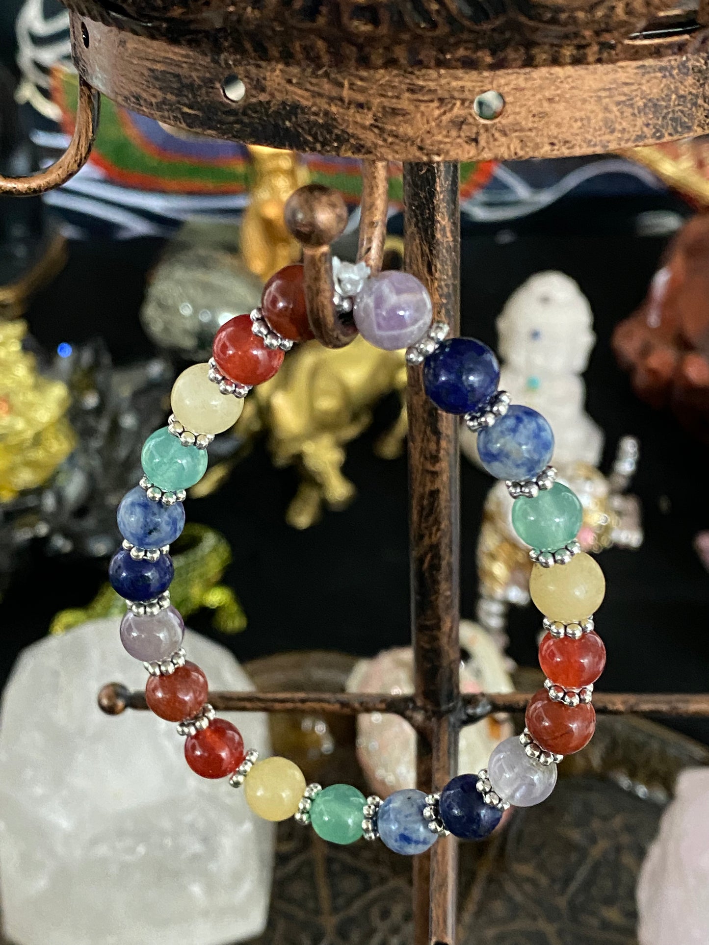 Multicolored Seven Chakra Gemstone Bracelet