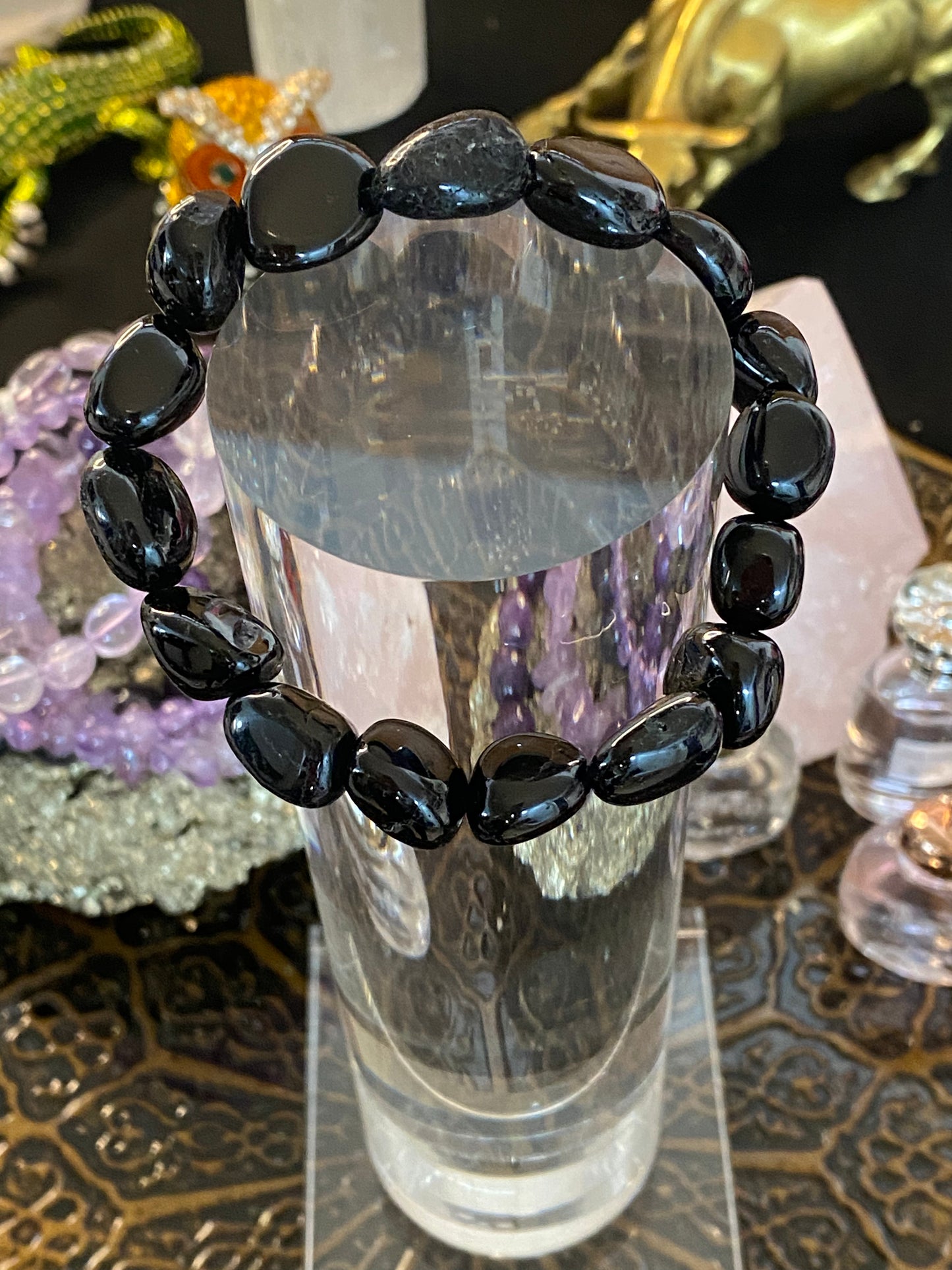 Black Tourmaline Tumbled string Bracelet - Healing Lotus Shop