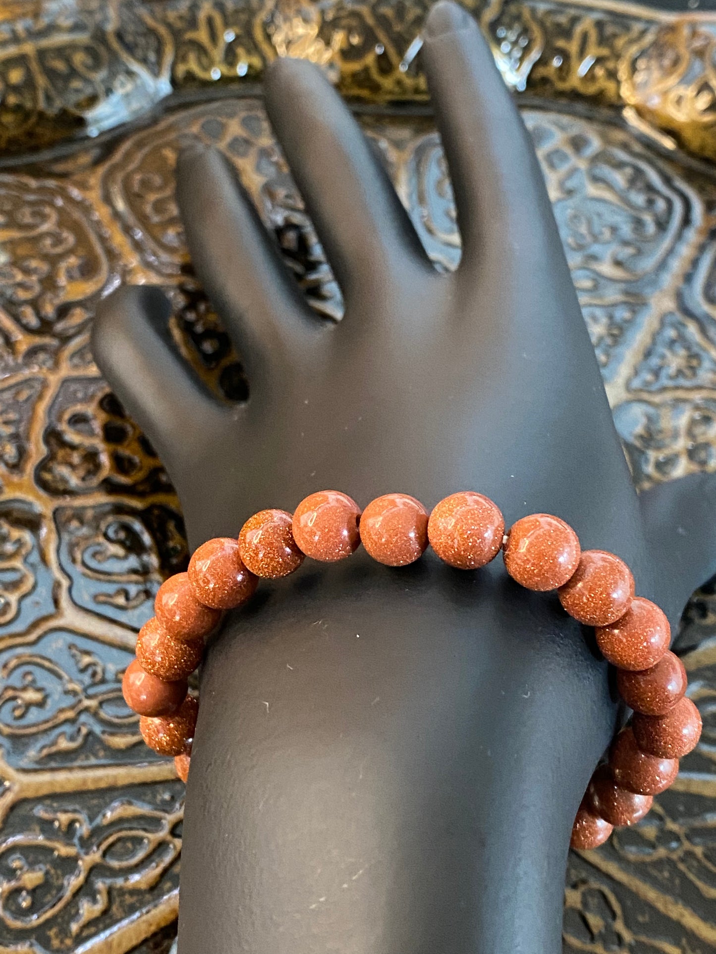 Red Goldstone Beaded Bracelet