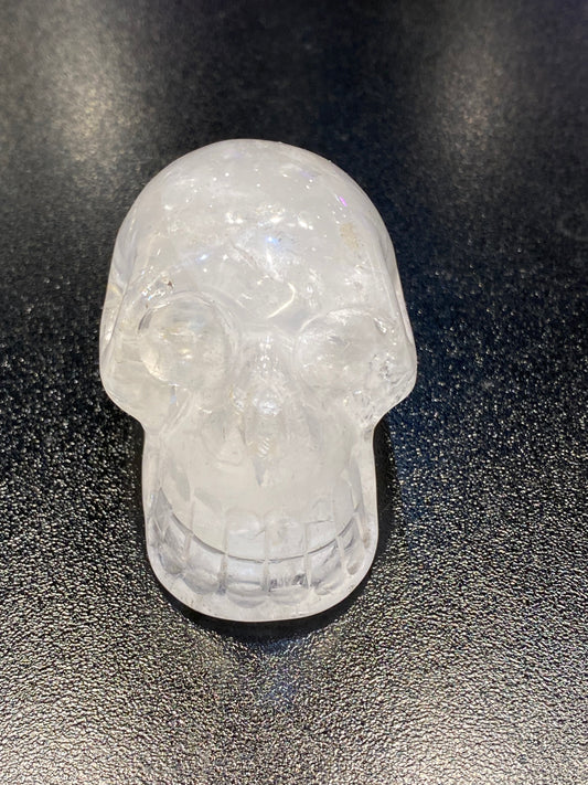 Polished Natural Hand Carved Clear Quartz Skull