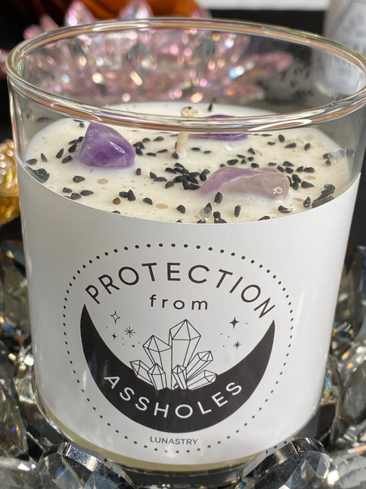 Protection from A$$holes Crystal Candle by Lunastry