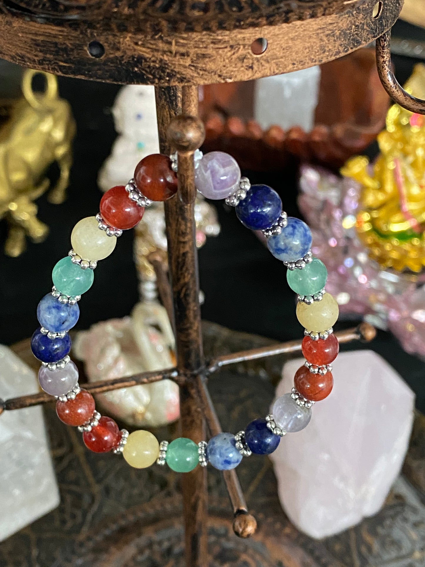 Multicolored Seven Chakra Gemstone Bracelet