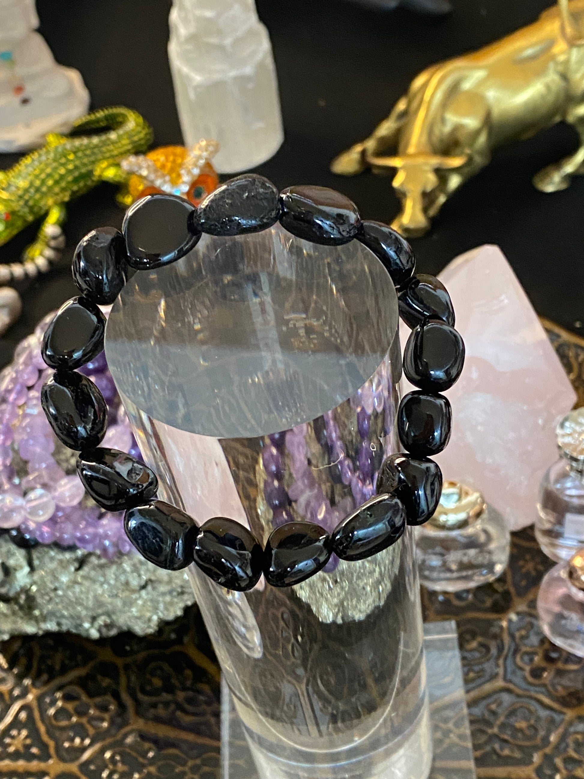 Black Tourmaline Tumbled string Bracelet - Healing Lotus Shop